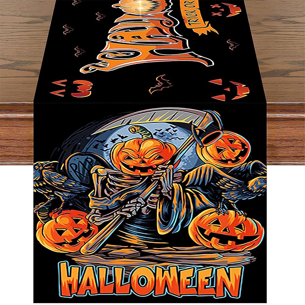 HASTHIP Halloween Table Runner 12.9x70.8 inches Halloween Evil Pumpkin Linen Cloth Runner for Halloween Table Settings Halloween Table Decorative Dining Table Runner Creative Halloween Home Decor HASTHIP Halloween Table Runner 12.9x70.8 inches Halloween Evil Pumpkin Linen Cloth Runner for Halloween Table Settings Halloween Table Decorative Dining Table Runner Creative Halloween Home Decor